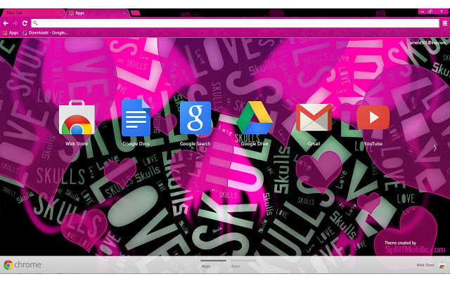 Love Skulls Pink Google Chrome Theme