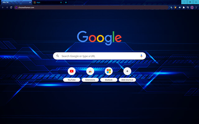 Techno Glitched Blue Chrome Theme - Theme For Chrome
